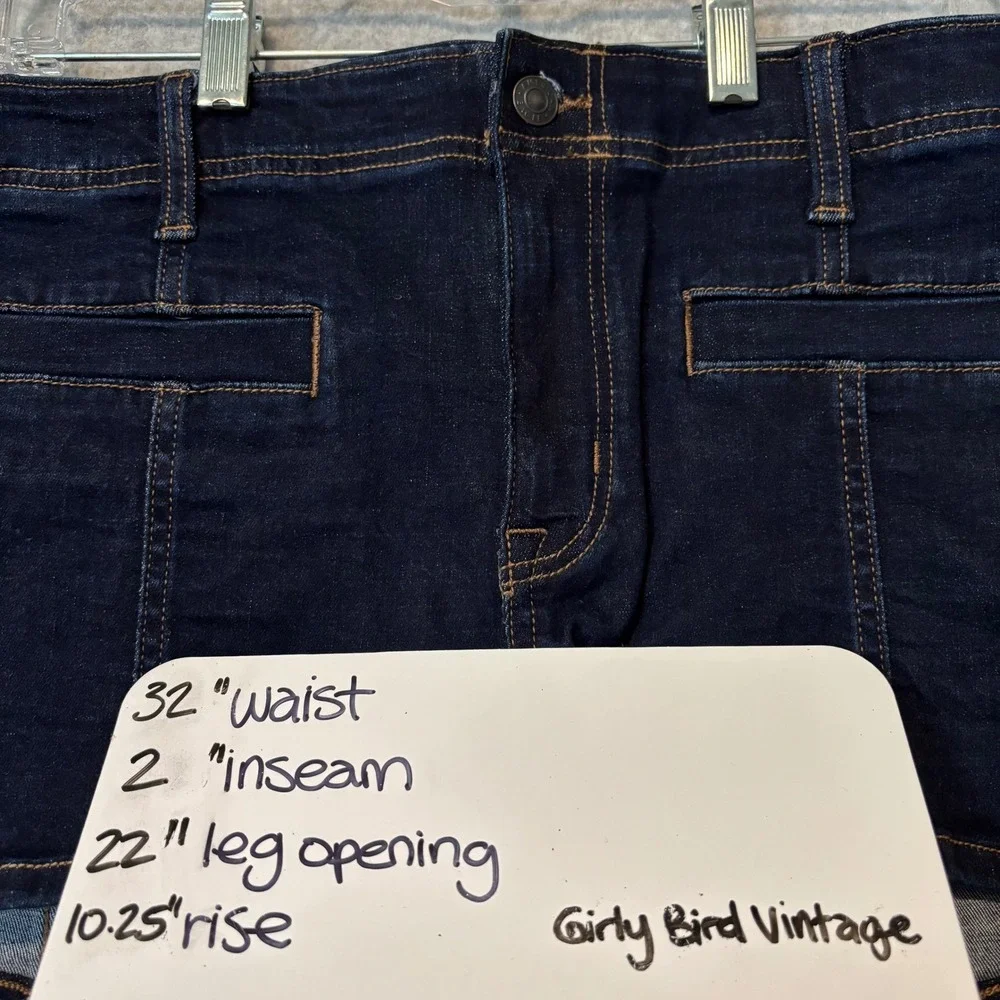 American Eagle Womens 10 Micro Shorts Denim Stretch High Rise Dark Wash Blue NWT